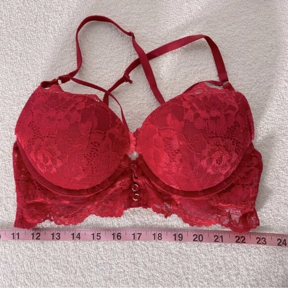 La Senza Beyond Sexy Red Lace Strappy Push Up Bra 32C - Picture 14 of 14